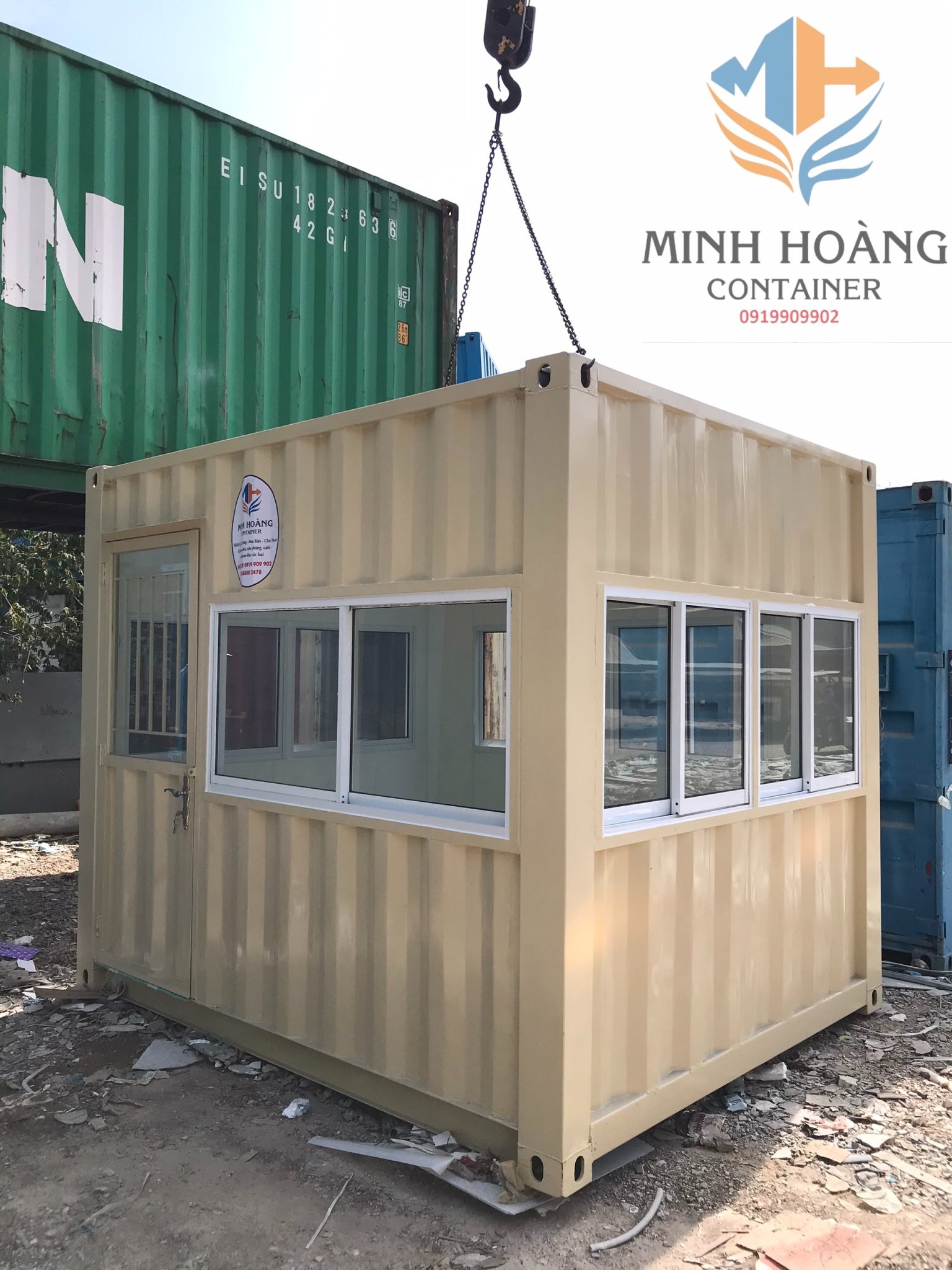 Container văn phòng 10 feet vàng kem